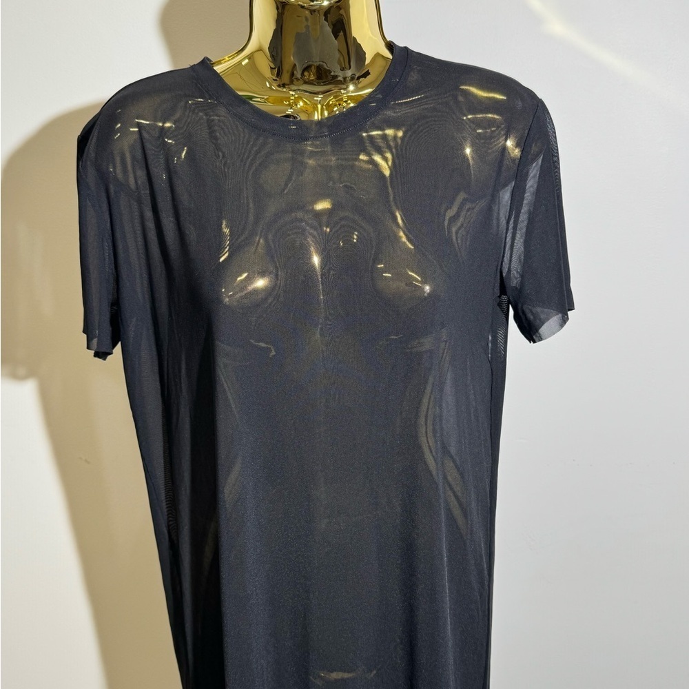 Wilfred Black Sheer Short Sleeve Dress